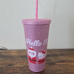 Pink Rhinestone Hello Kitty Tumbler